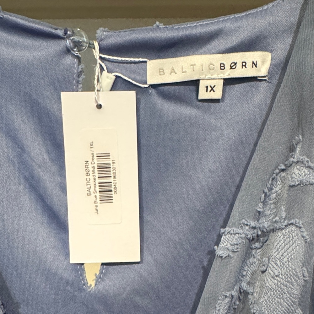 June Blue Smocked Midi Dress - Picture 3 of 3
